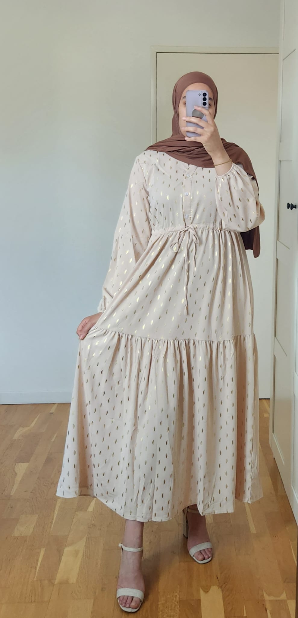 Robe longue beige