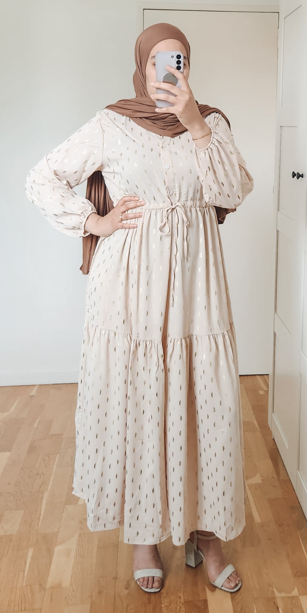 Robe longue beige