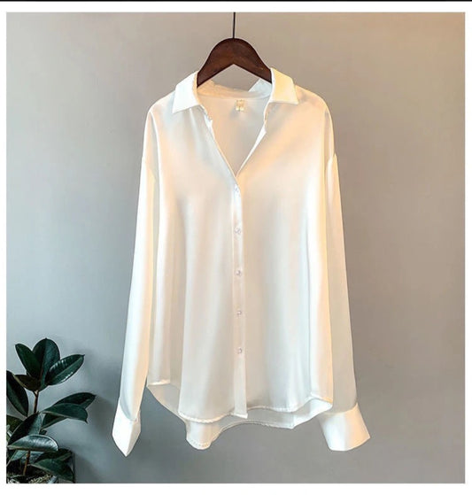 chemise en satin blanc